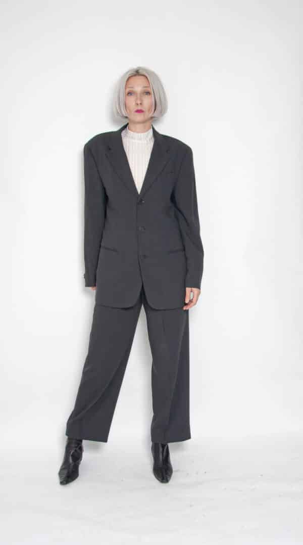 80s EMPORIO ARMANI Hosenanzug grau/grün 38 – Bild 2