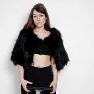 PLEIN SUD Strickshirt mit Pelz Cape 36